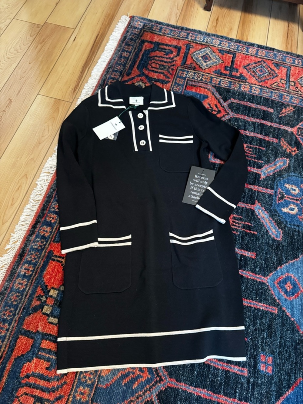 Tuckernuck Black Knit Dress with White Trim